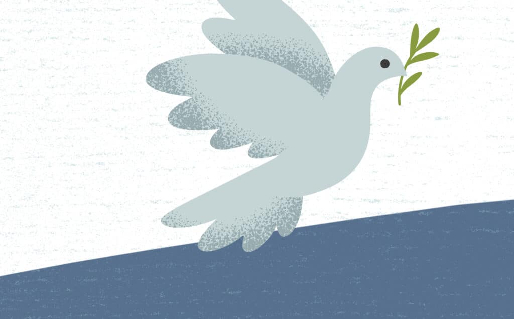 peace in a culture of uncertainty an anxiety - a dove holds out an olive branch