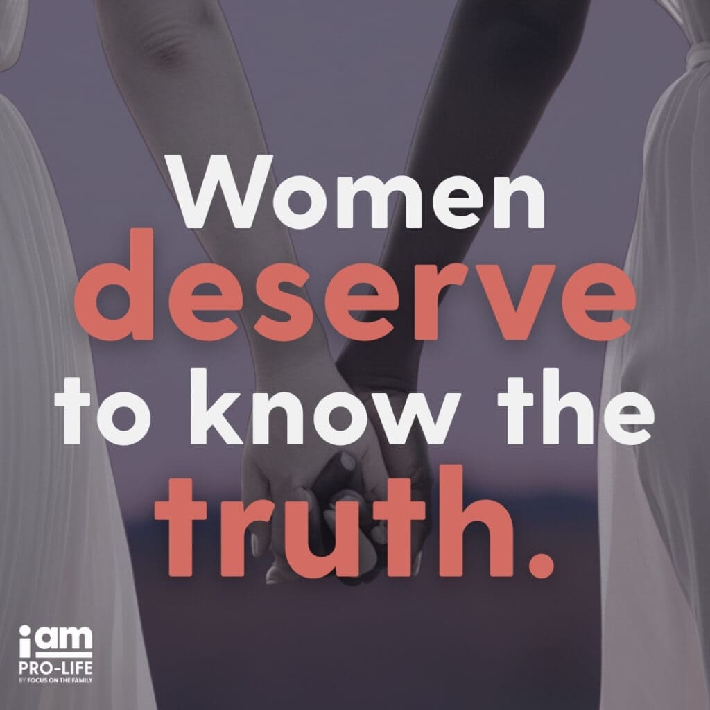 "What I Saw Sidewalk Counseling" article graphic with women holding hands and the words "women deserve to know the truth."