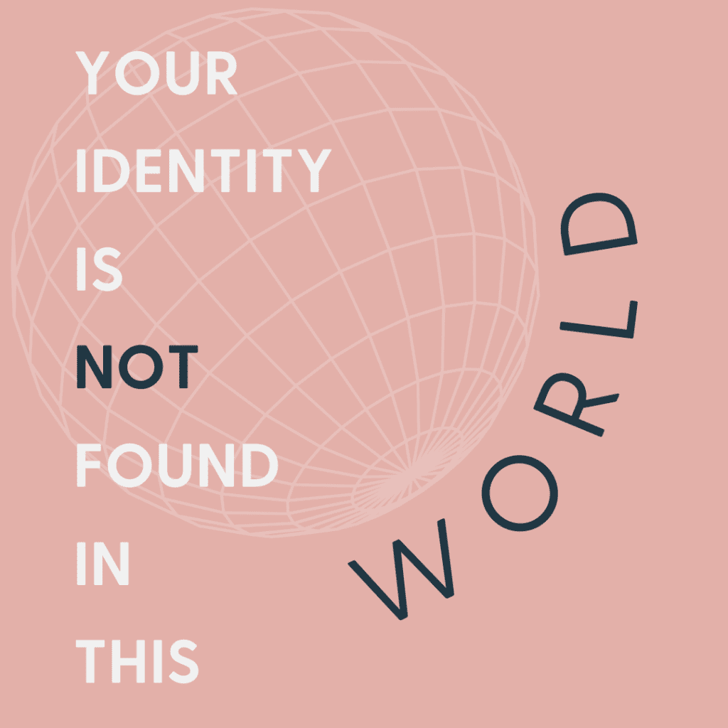 Image about identity in Christ saying that your identity is not found in this world.