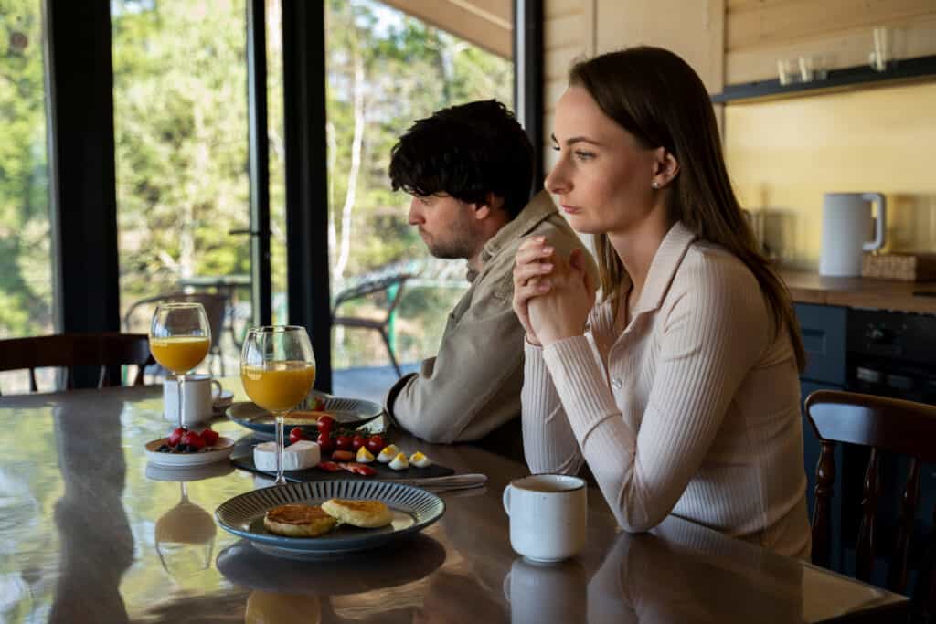 Young couple with emotional walls.