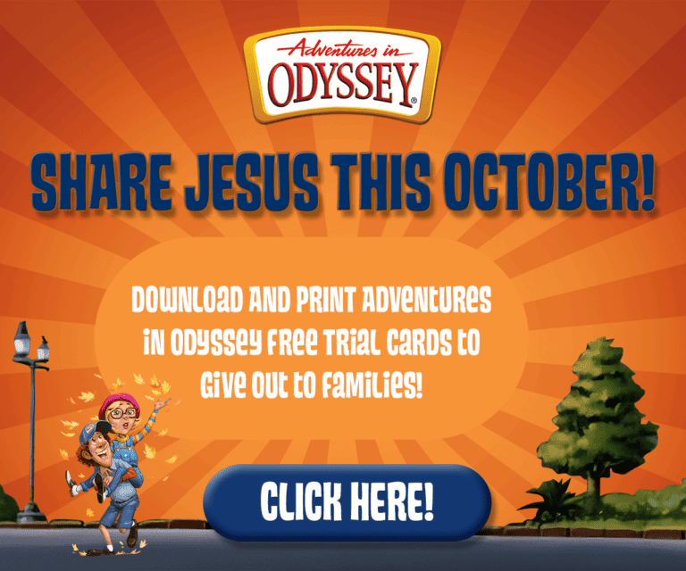 Promotional ad for Adventures in Odyssey free resource