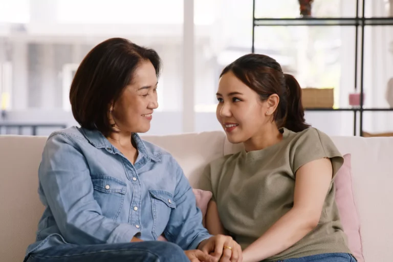 parent talking with teen