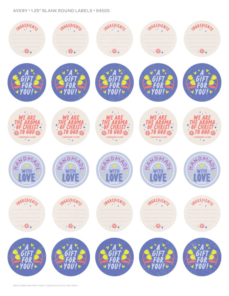 Perfume Party Pack round labels scaled - full sheet