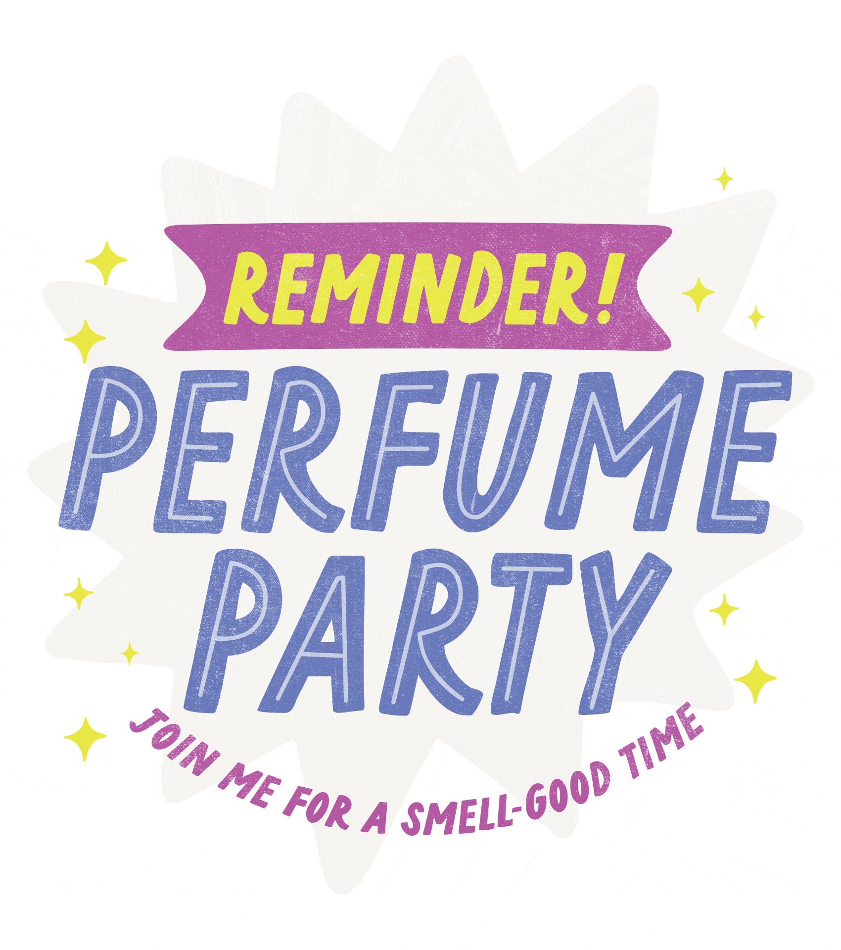 perfume party digital reminder with interactive elements