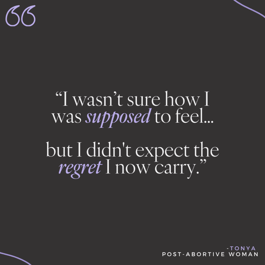 Quote from a failed abortion about the regret she felt