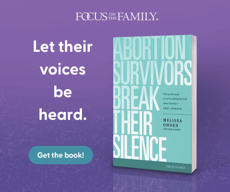 Advertisement for the book Abortion Survivors Break Their Silence