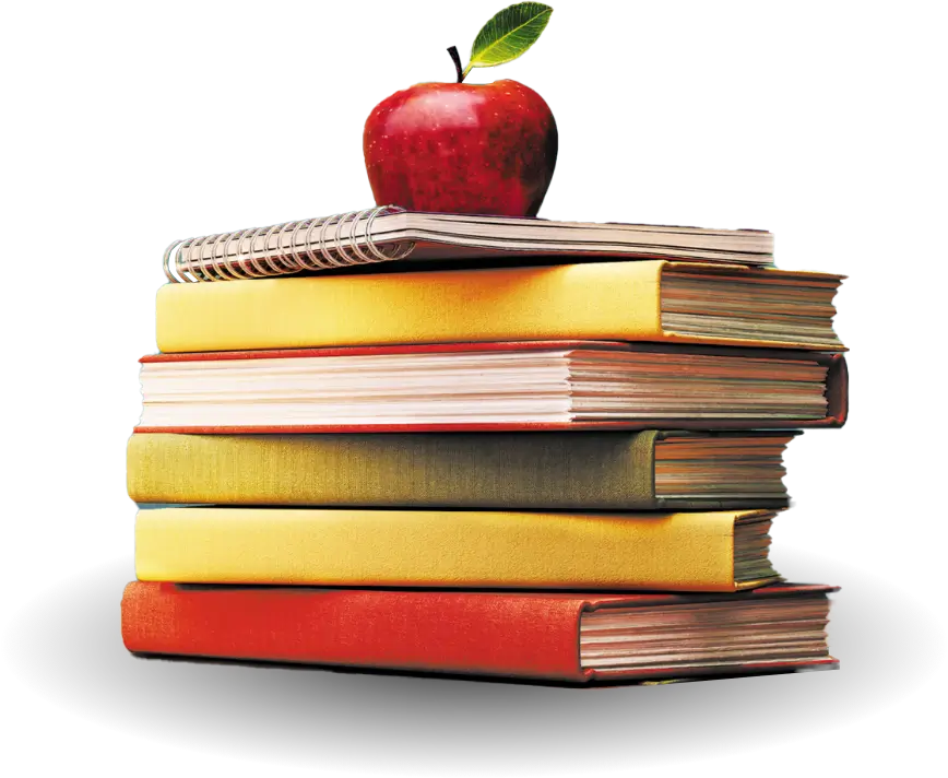 Stack of books with an apple on top.