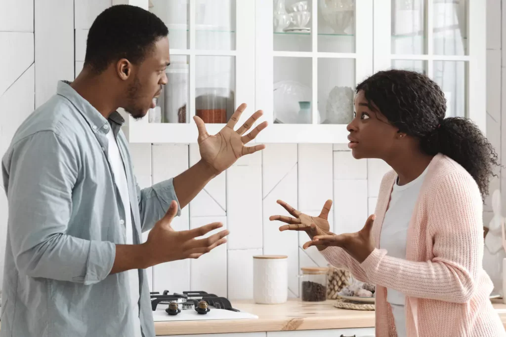 A married couple engaged in a conflict.