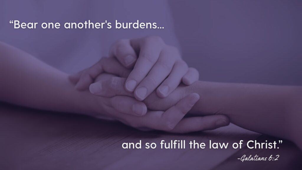 What Does a Miscarriage Feel Like Article Bible Verse What Does a Miscarriage Feel Like? Graphic with Galatians 6:2.