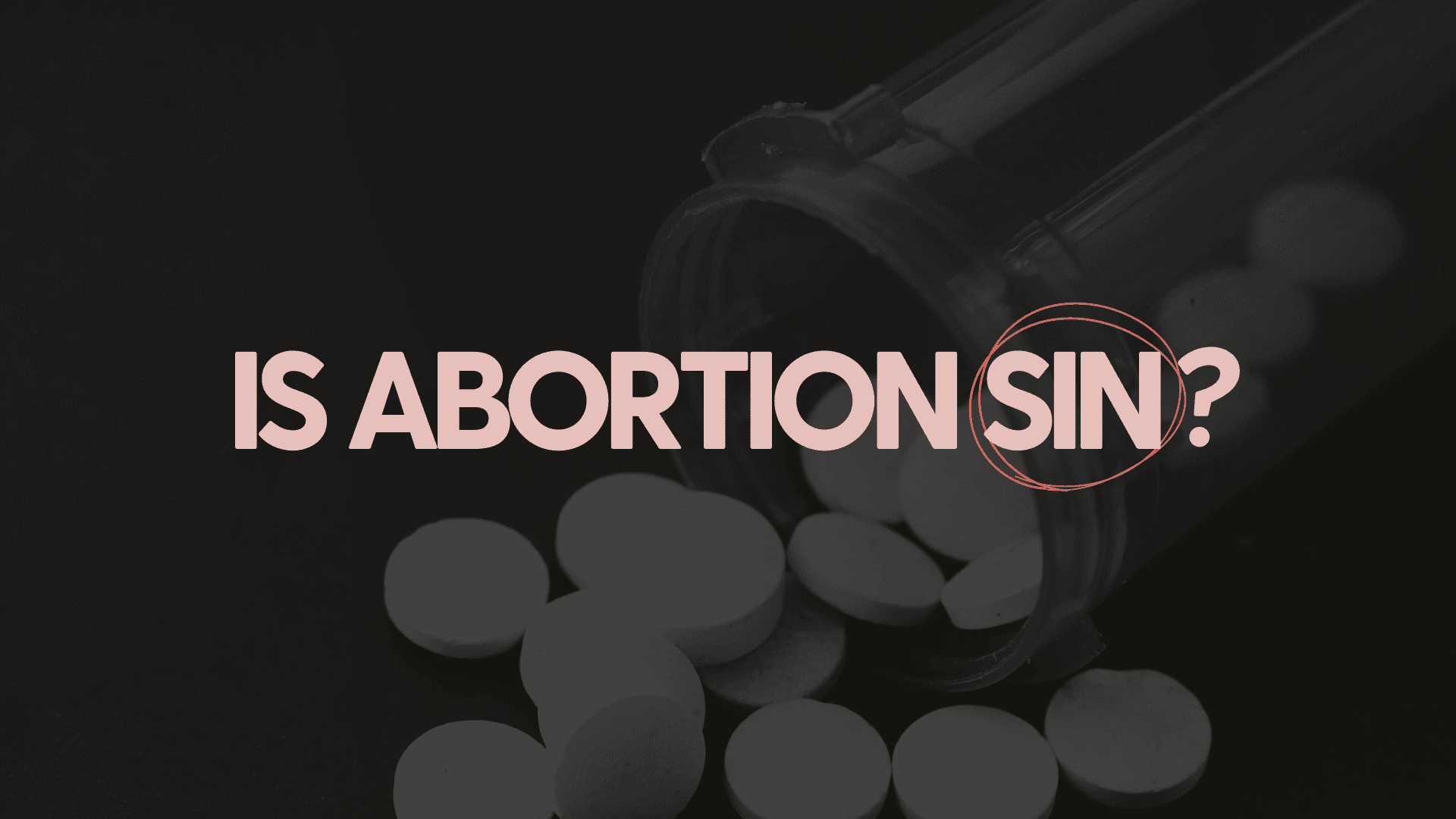 Picture of pills with words asking is abortion a sin?