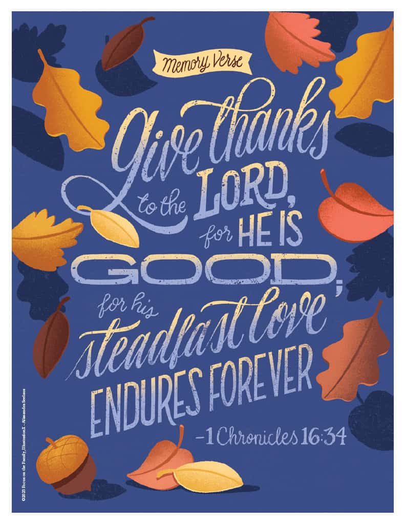 Illustration of Memory Verse: 1 Chronicles 16:34