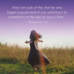 What Are Girls For graphic with bible verse with woman running in field.