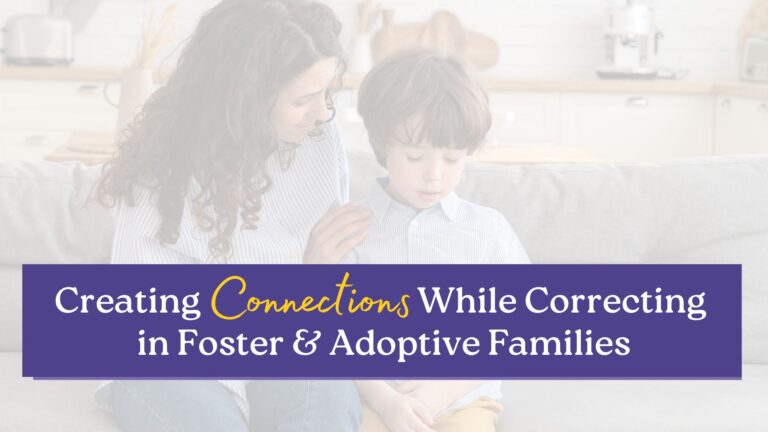 A mother gently places her hand on her son’s shoulder, illustrating creating connection while correcting in foster and adoptive families.
