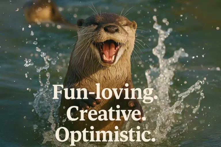 An otter splashes joyfully in the water, symbolizing the otter animal personality: fun-loving, creative, and optimistic.