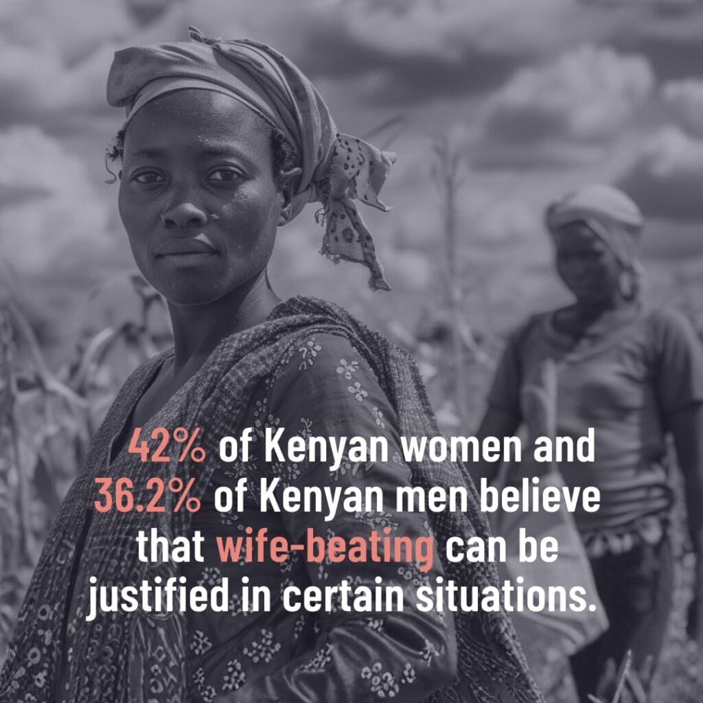 "Abortion Around The World" graphic with a black and white image of a Kenyan woman in a field with the words, "
