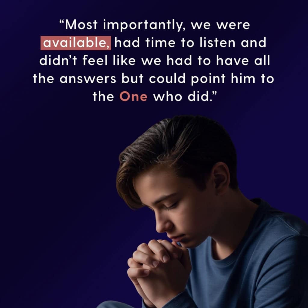 "How We Cared for Teens in Foster Care" graphic with a quote and a stock image of a young boy praying.