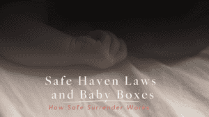 A title cover with the words Safe Haven Laws and Baby Boxes